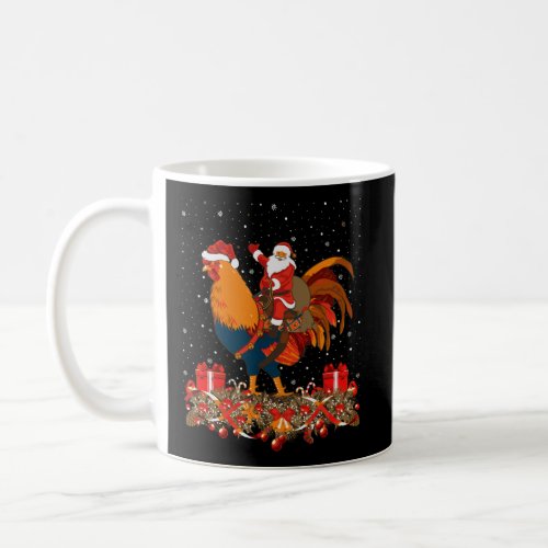 Rooster Lover Xmas Gift Santa Riding Rooster Chris Coffee Mug