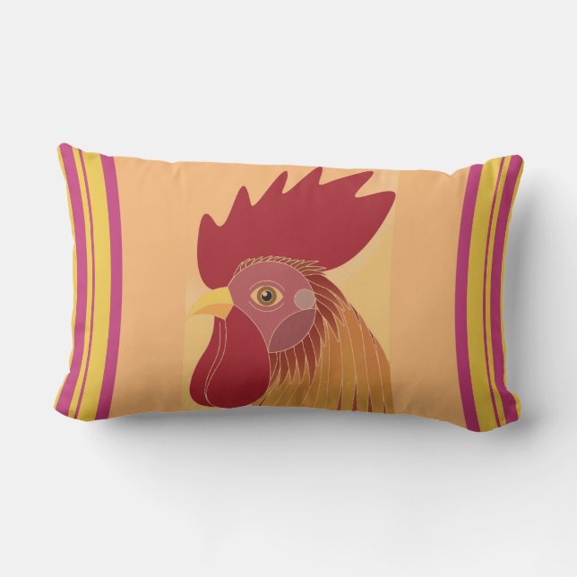 Rooster Lumbar Pillow (Back)