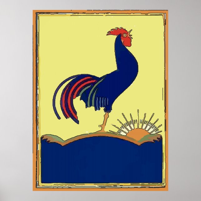 Rooster Morning Sun Poster (Front)