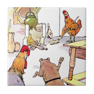 Rooster, Mouse & Hen in Kitchen Ceramic Tile