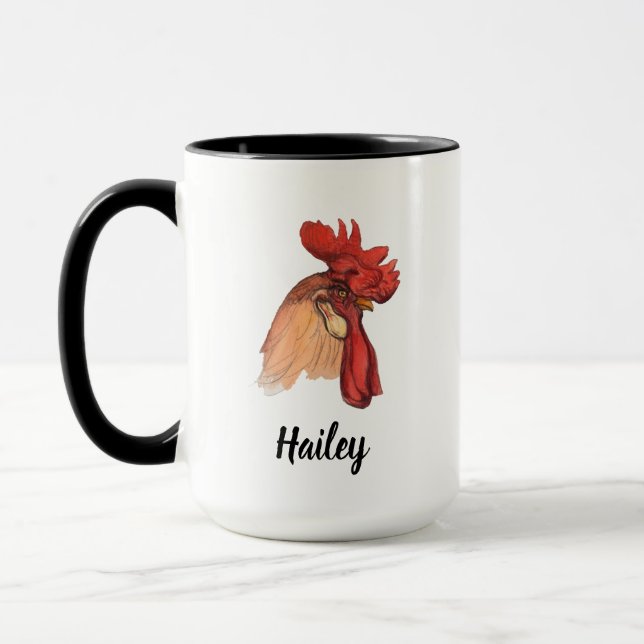 Rooster Mug - Rooster Coffee Mug Personalized  (Left)