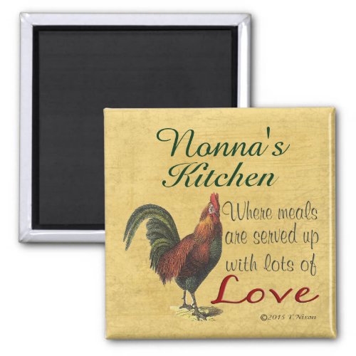 Rooster Nonnas Kitchen Refrigerator Magnet