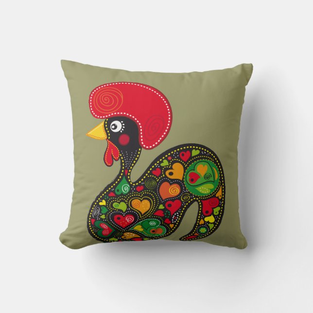 Rooster of Barcelos Nr02 - Galo de Barcelos Throw Pillow (Front)