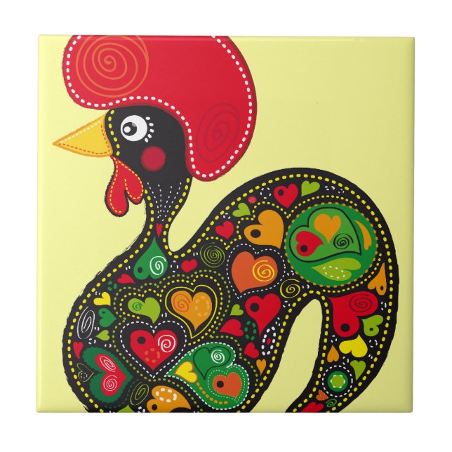 Rooster of Barcelos Nr02 - Galo de Barcelos Tile (Front)