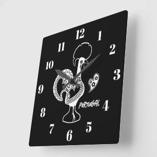 Rooster of Barcelos, Portugal, silhouete Square Wall Clock