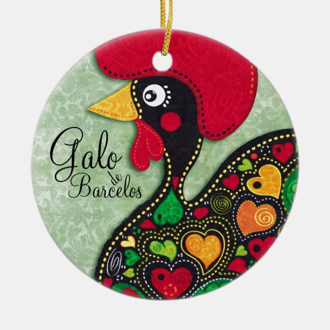 Rooster of Portugal - Galo de Barcelos Ceramic Ornament (Front)