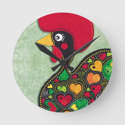 Rooster of Portugal Round Clock
