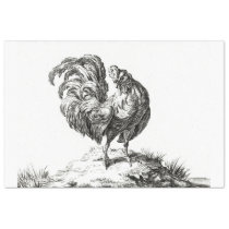 Rooster on a Hill Decoupage Vintage Farm Tissue Paper
