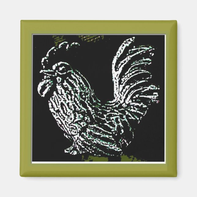 Rooster on Green Magnet (Front)