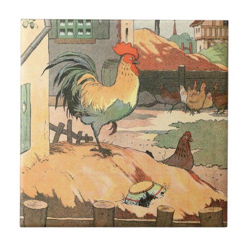 Rooster on the Farm Ceramic Tile