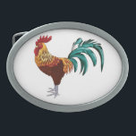 ROOSTER OVAL BELT BUCKLE<br><div class="desc">A colorful rooster for your buckle.</div>