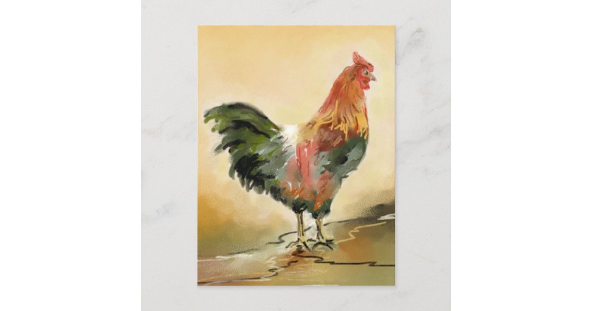 Rooster painting postcard | Zazzle