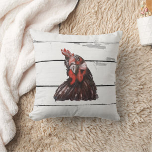 Rooster Painting Shiplap Farmhouse Throw Pillow