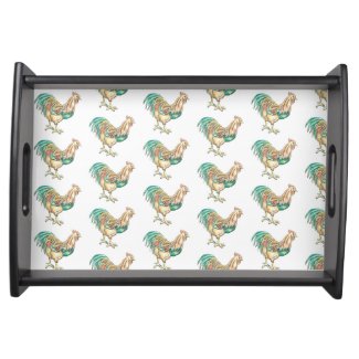 Rooster Pattern Serving Tray