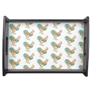 Rooster Pattern Serving Tray