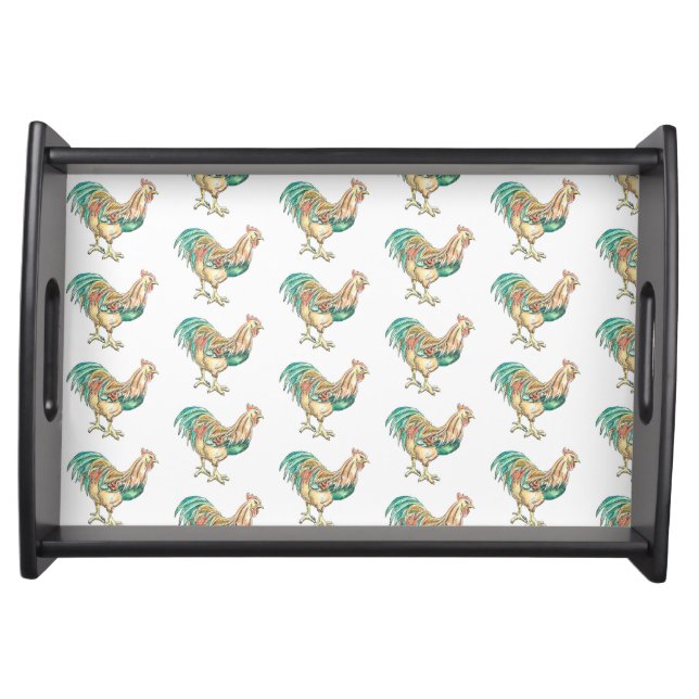 Rooster Pattern Serving Tray (Front)