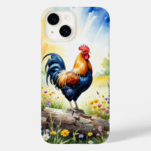 Rooster Perched on a Log Phone Case