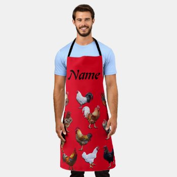 Rooster Personalize Add Name Color Chicken Apron by Lorriscustomart at Zazzle