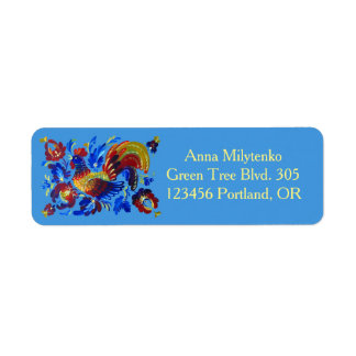 Rooster Petrykivka Ukrainian art Label