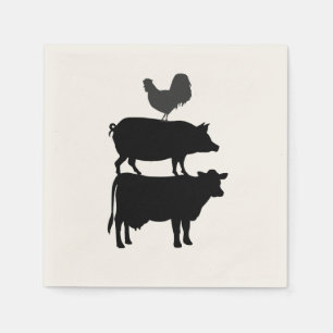 Rooster Pig Cow Barnyard Party Paper Napkin