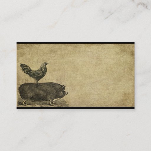 Customizable Rooster &amp; Pig Stack-2-  Prim Biz Cards Business Card