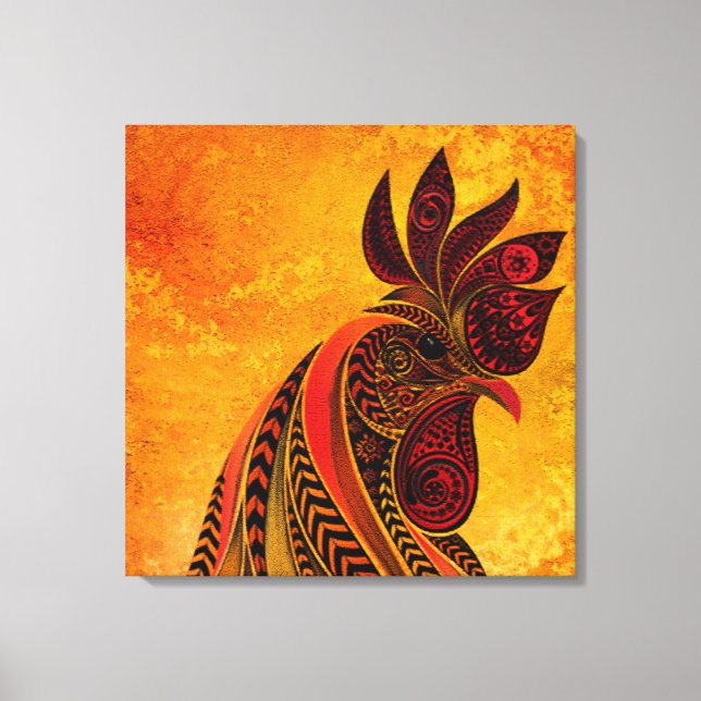 Rooster Portrait Faux Canvas Print (Front)