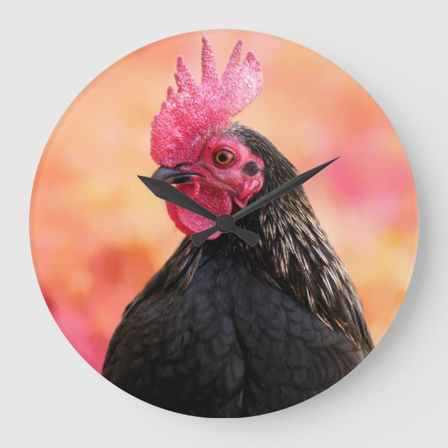 Rooster Portrait Large Clock (Front)