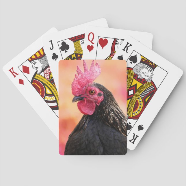 Rooster Portrait Poker Cards (Back)