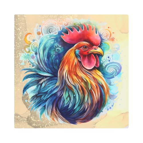  ROOSTER Power Animal Colorful vibrant SC2 Metal Print