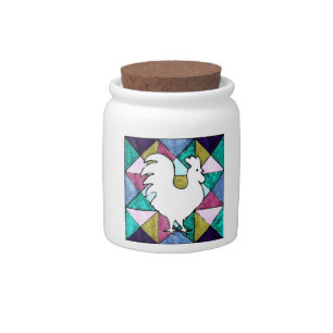 Rooster Quilt Candy Jar