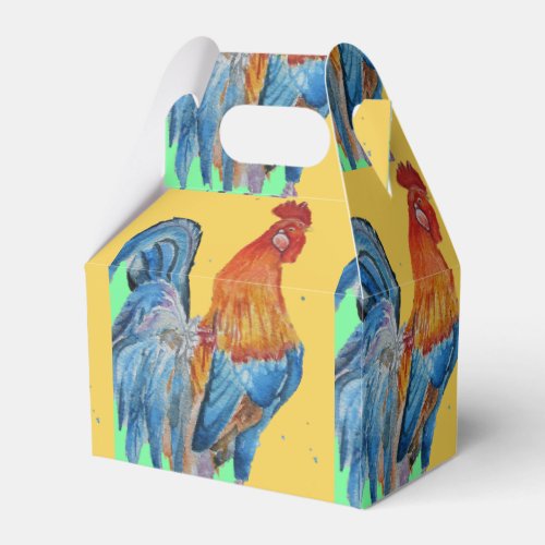 Rooster Red Blue Child Birthday Cake Favor Box