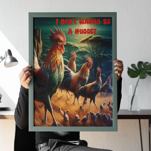 Rooster Rendezvous in the Meadow Poster