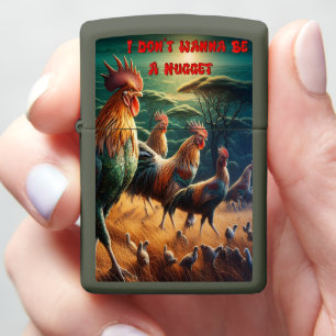 Rooster Rendezvous in the Meadow Zippo Lighter