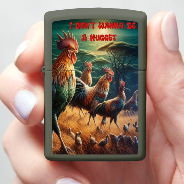 Rooster Rendezvous in the Meadow Zippo Lighter (In Hand)