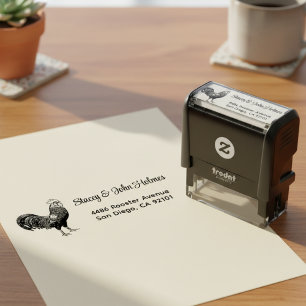 Rooster Return Address Self Inking Stamp