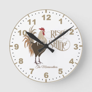 Rooster Rise and Shine Wall Round Clock
