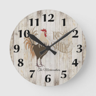 Rooster Rise and Shine Wall Round Clock