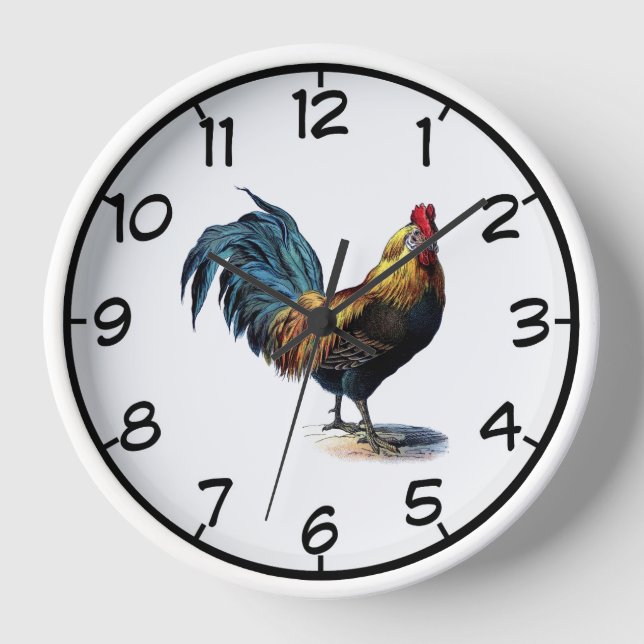 Rooster Round Acrylic Wall Clock (Front)