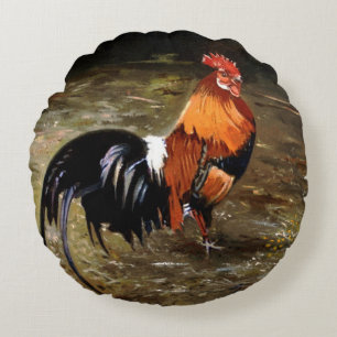 Rooster Round Pillow