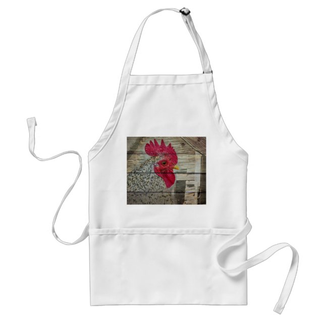 Rooster Rustic Chicken Coop Barn Board Adult Apron (Front)