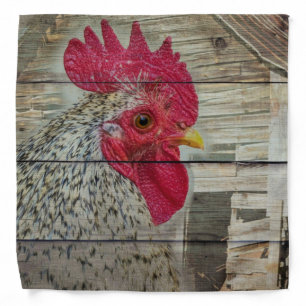 Rooster Rustic Chicken Coop Barn Board Bandana