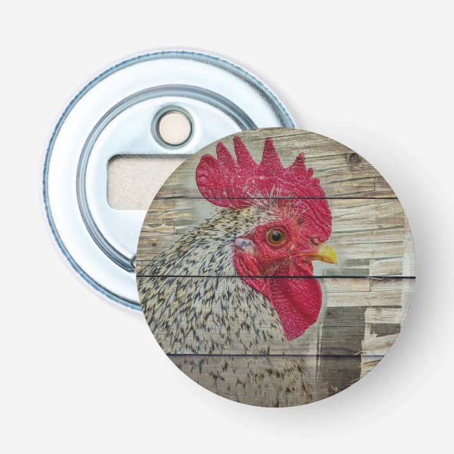 Rooster Rustic Chicken Coop Barn Board Bottle Opener (Front)