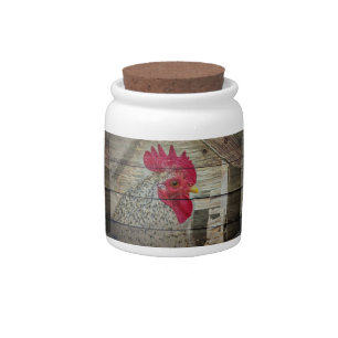 Rooster Rustic Chicken Coop Barn Board Candy Jar