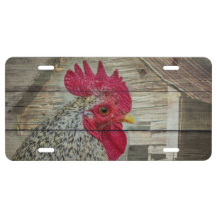 Rooster Rustic Chicken Coop Barn Board License Plate