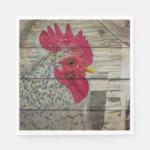 Rooster Rustic Chicken Coop Barn Board Napkins
