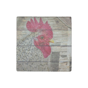 Rooster Rustic Chicken Coop Barn Board Stone Magnet