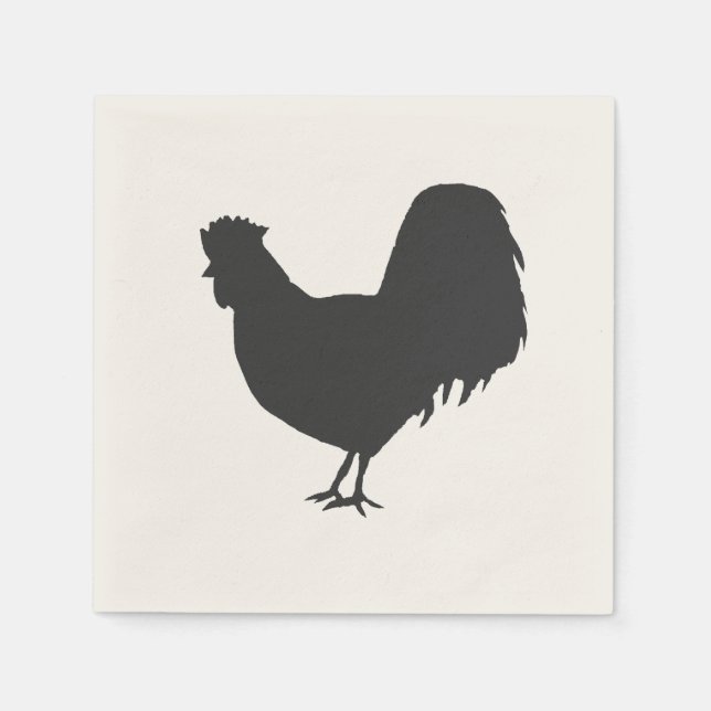 Rooster Silhouette Barnyard Party Paper Napkin (Front)