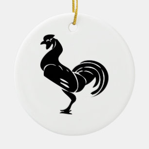 Rooster silhouette ceramic ornament