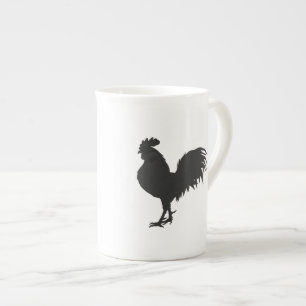 Rooster silhouette - Choose background color Bone China Mug