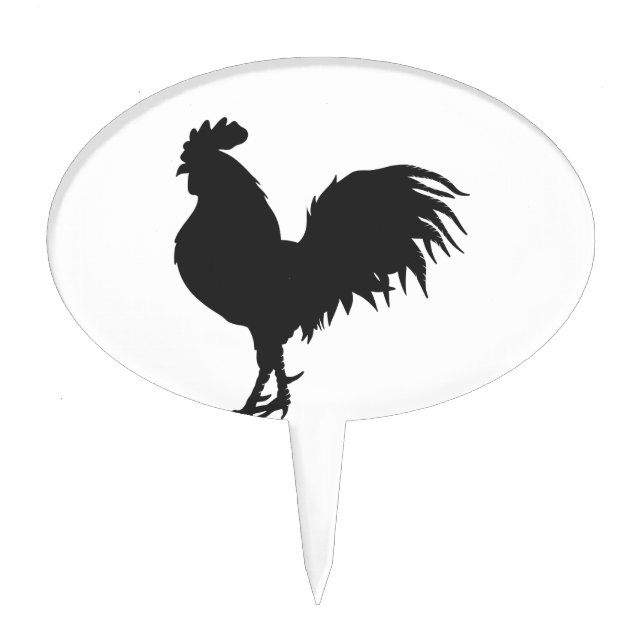 Rooster  silhouette  - Choose background color Cake Topper (Front)